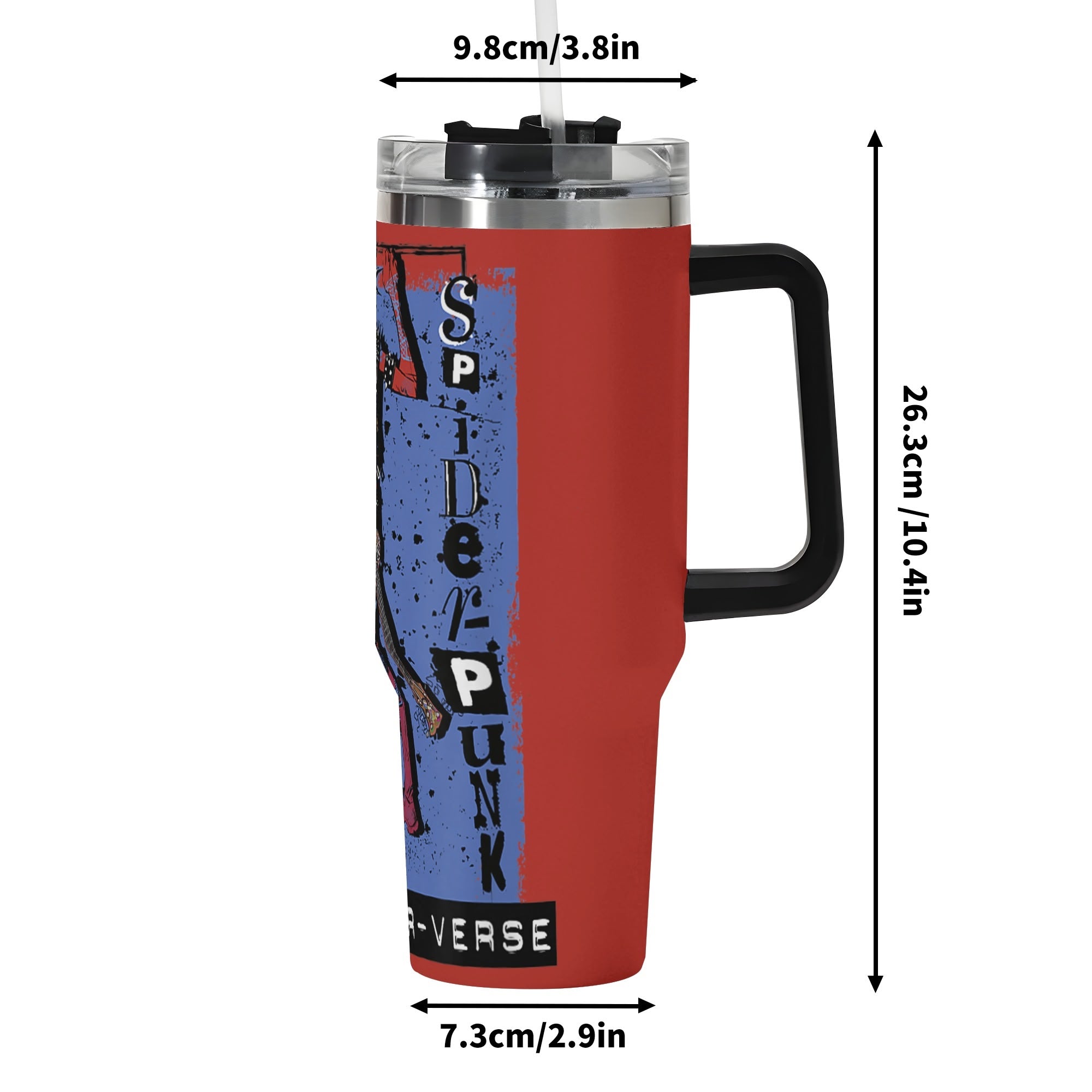 Spider Punk 40oz Stainless Steel Tumbler Gift With Black Handle and Straw