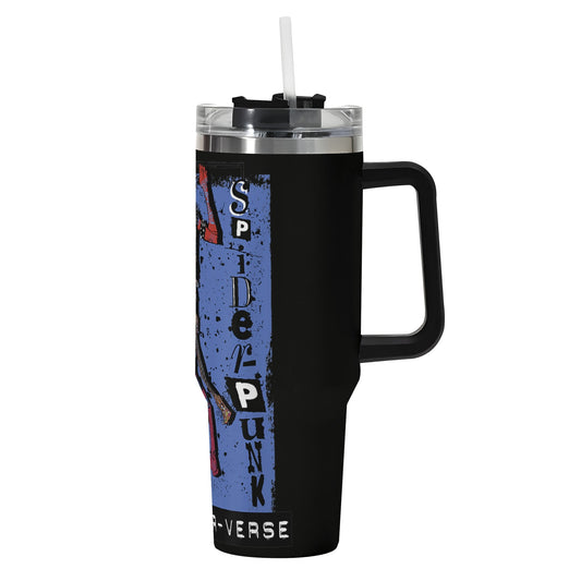 Spider Punk 40oz Stainless Steel Tumbler Gift With Black Handle and Straw