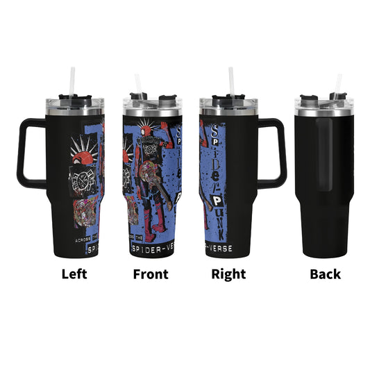 Spider Punk 40oz Stainless Steel Tumbler Gift With Black Handle and Straw