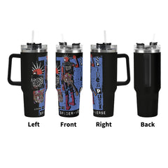 Spider Punk 40oz Stainless Steel Tumbler Gift With Black Handle and Straw