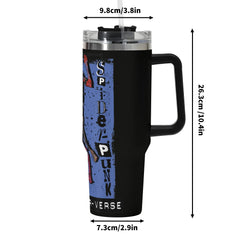 Spider Punk 40oz Stainless Steel Tumbler Gift With Black Handle and Straw