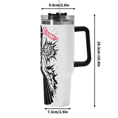 Asa Chainsaw Man 40oz Stainless Steel Tumbler Gift With Black Handle and Straw