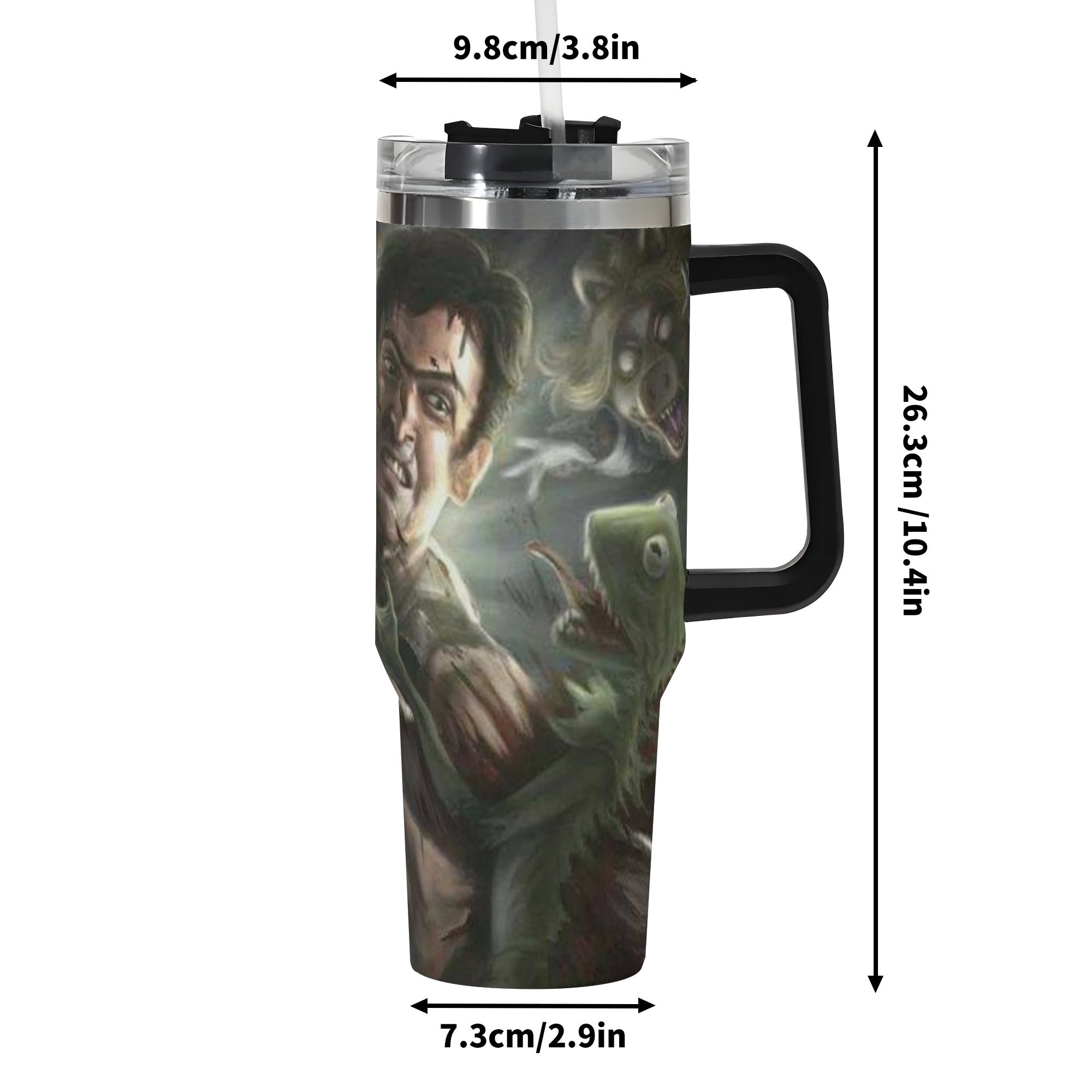 Ash vs The Muppets 40oz Stainless Steel Tumbler Gift With Black Handle and Straw