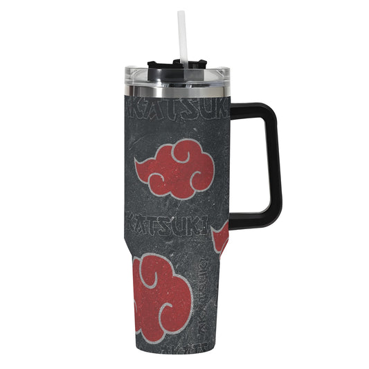 Akatsuki clouds 40oz Stainless Steel Tumbler Gift With Black Handle and Straw