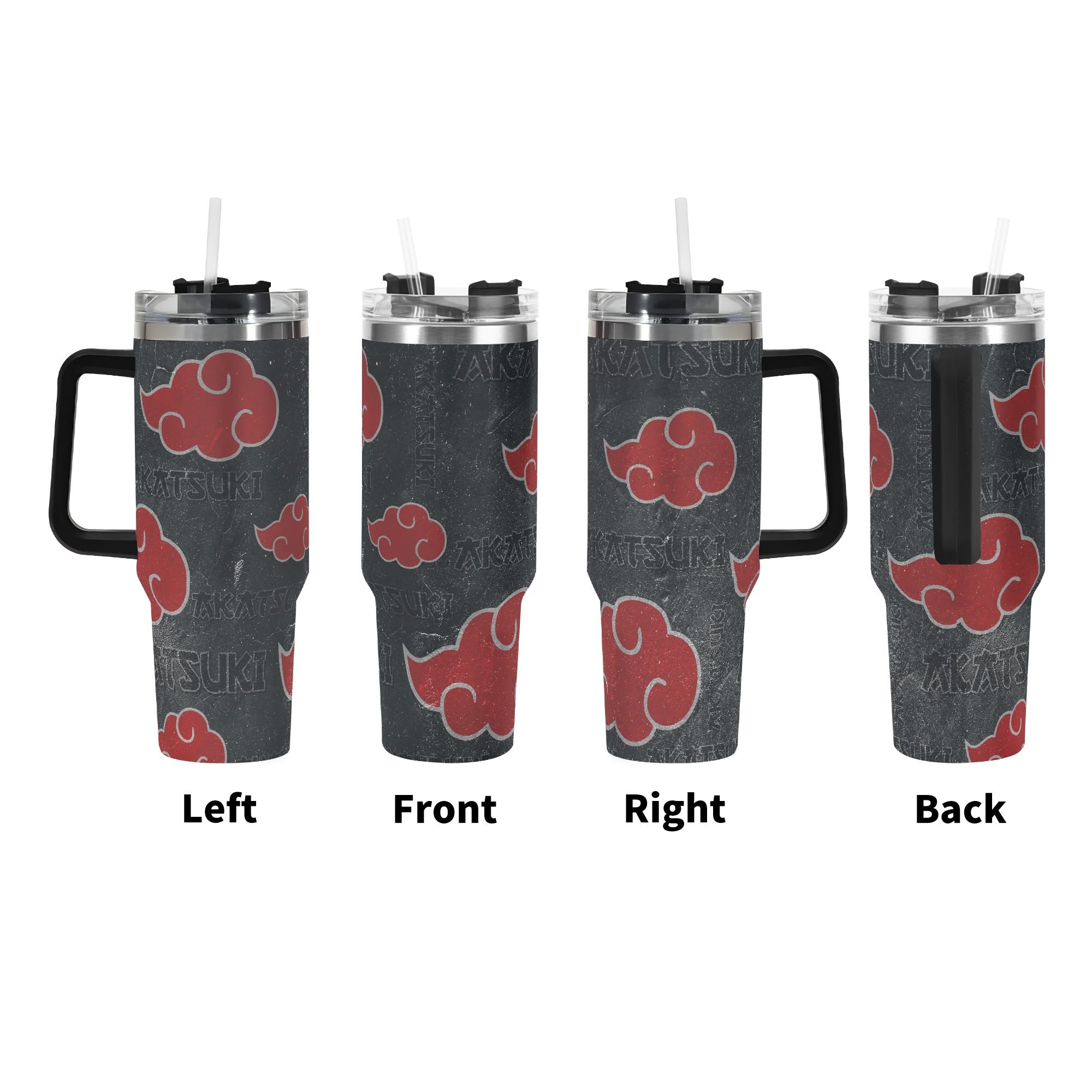 Akatsuki clouds 40oz Stainless Steel Tumbler Gift With Black Handle and Straw