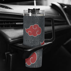 Akatsuki clouds 40oz Stainless Steel Tumbler Gift With Black Handle and Straw