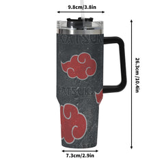 Akatsuki clouds 40oz Stainless Steel Tumbler Gift With Black Handle and Straw