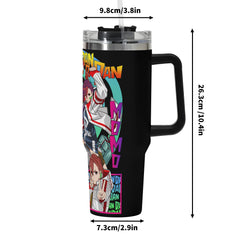 Dandadan Personalized 40oz Stainless Steel Tumbler Gift With Black Handle and Straw