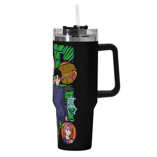 Personalized 40oz Stainless Steel Tumbler Gift With Black Handle and Straw