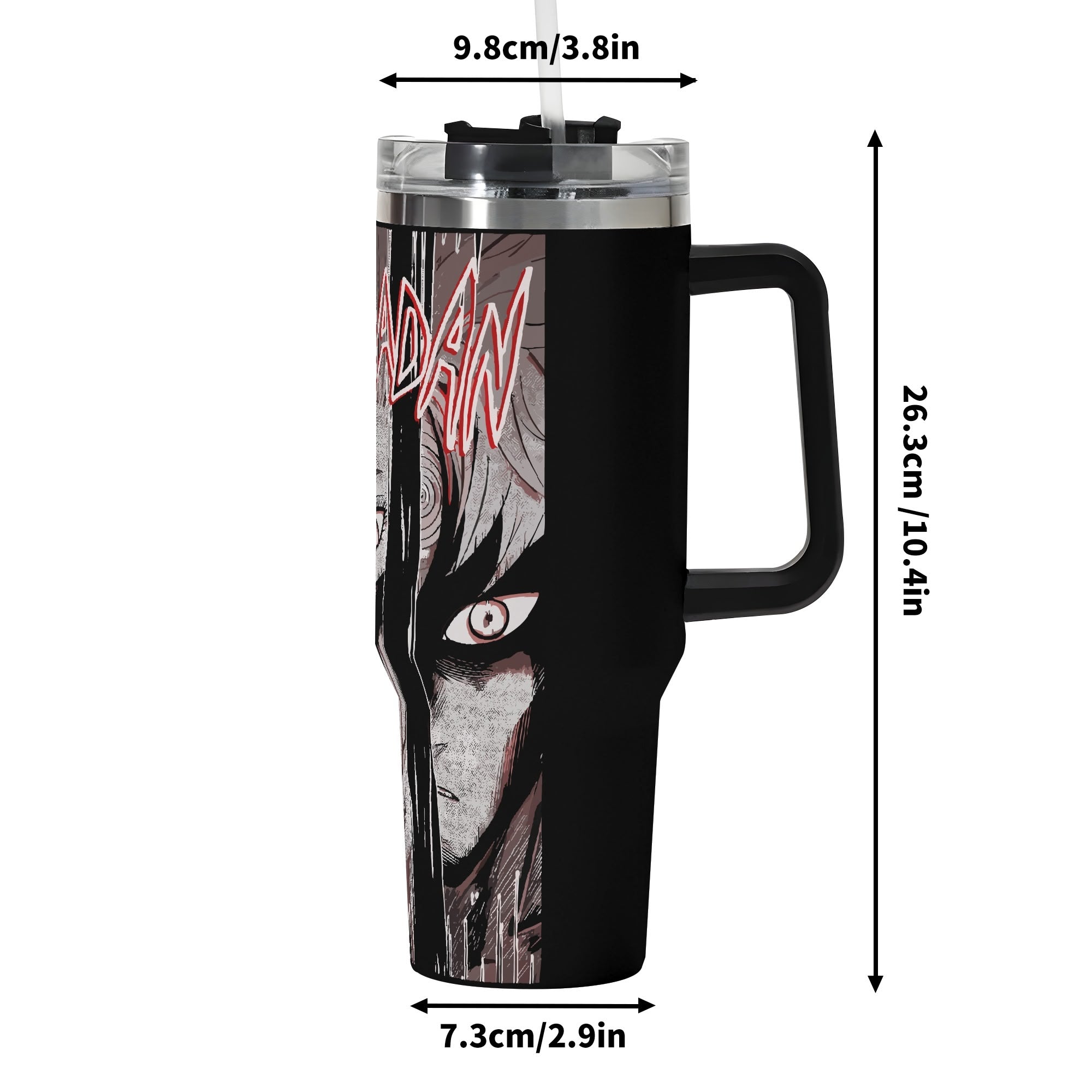 Dandadan Personalized 40oz Stainless Steel Tumbler Gift With Black Handle and Straw