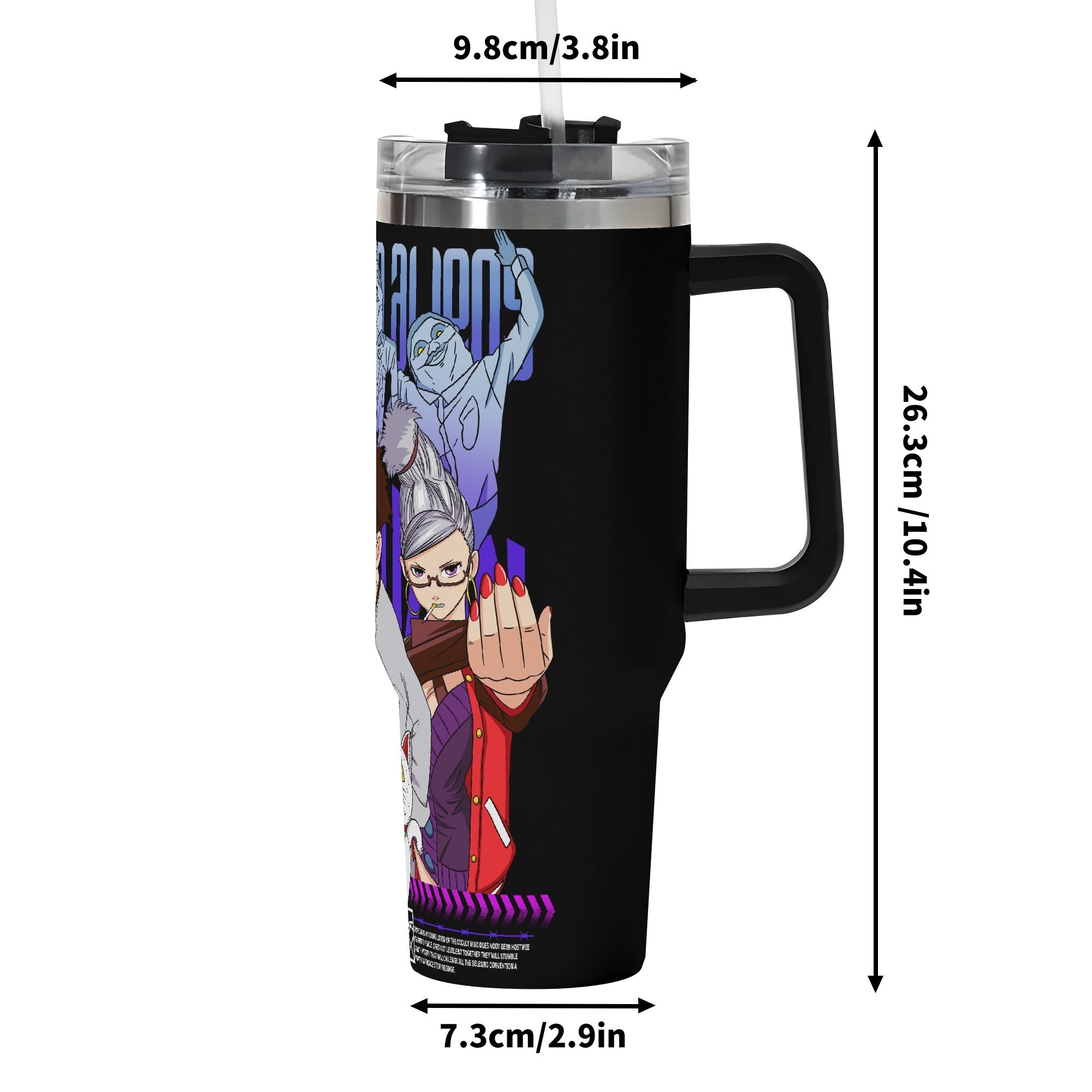 Dandadan Personalized 40oz Stainless Steel Tumbler Gift With Black Handle and Straw