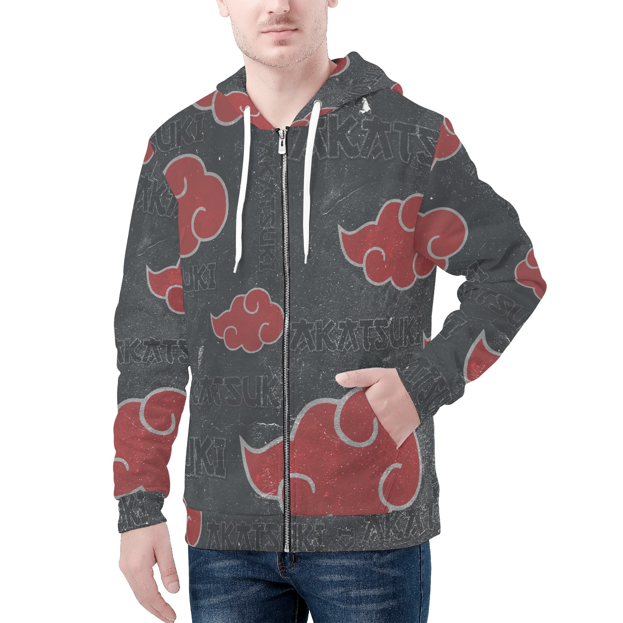 Akatsuki Clouds Mens All Over Print Classic Zip Up Hoodie Warm Jacket