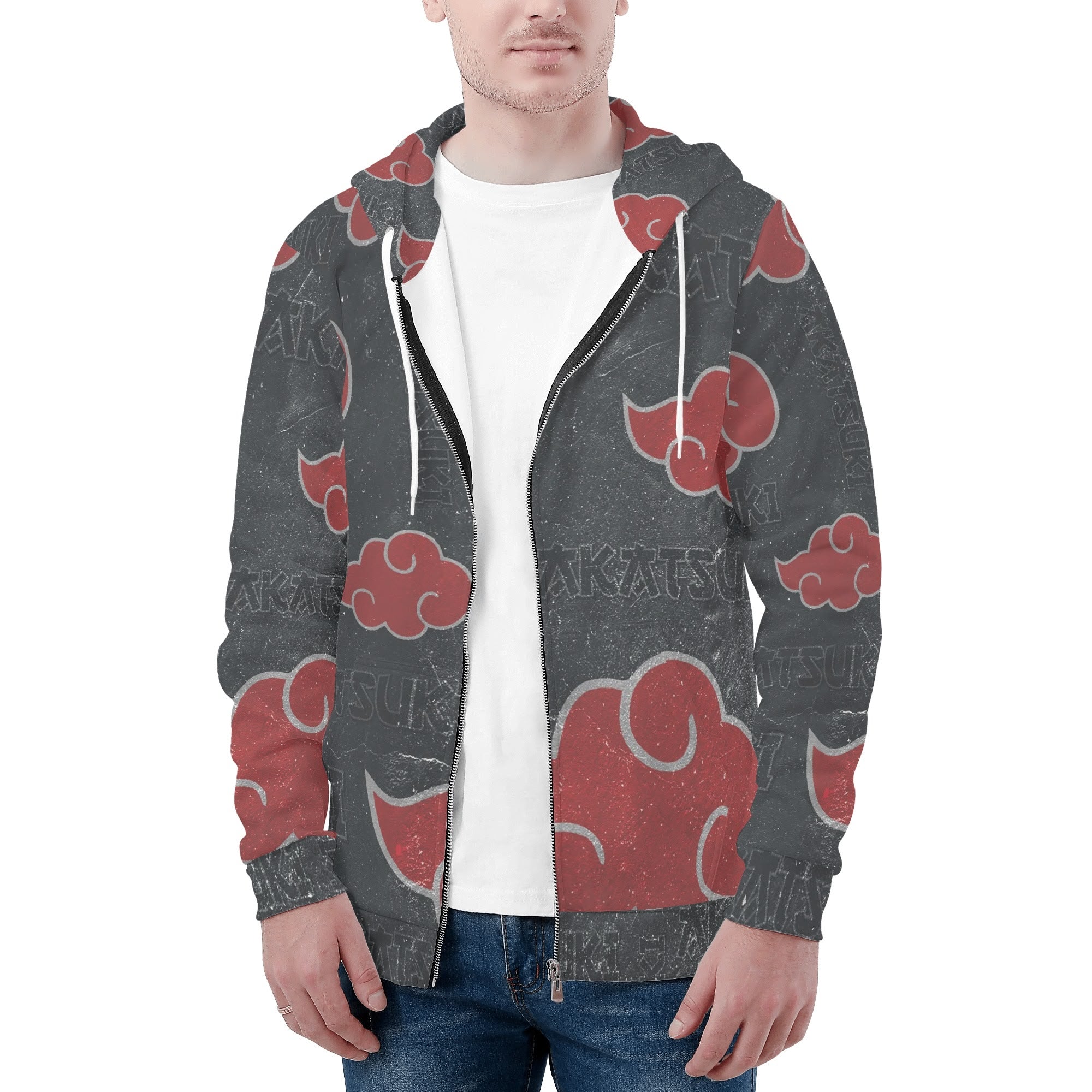 Akatsuki Clouds Mens All Over Print Classic Zip Up Hoodie Warm Jacket