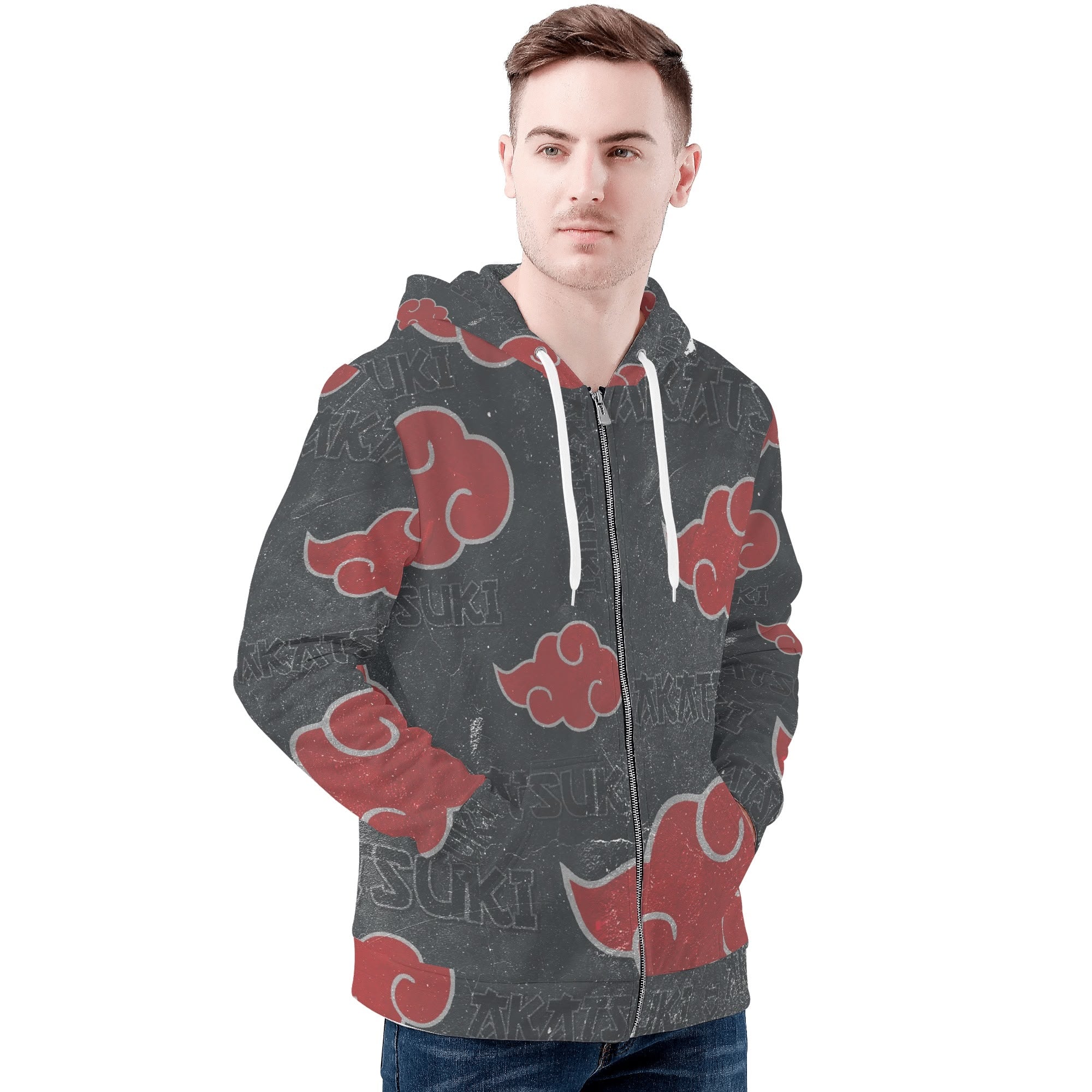 Akatsuki Clouds Mens All Over Print Classic Zip Up Hoodie Warm Jacket