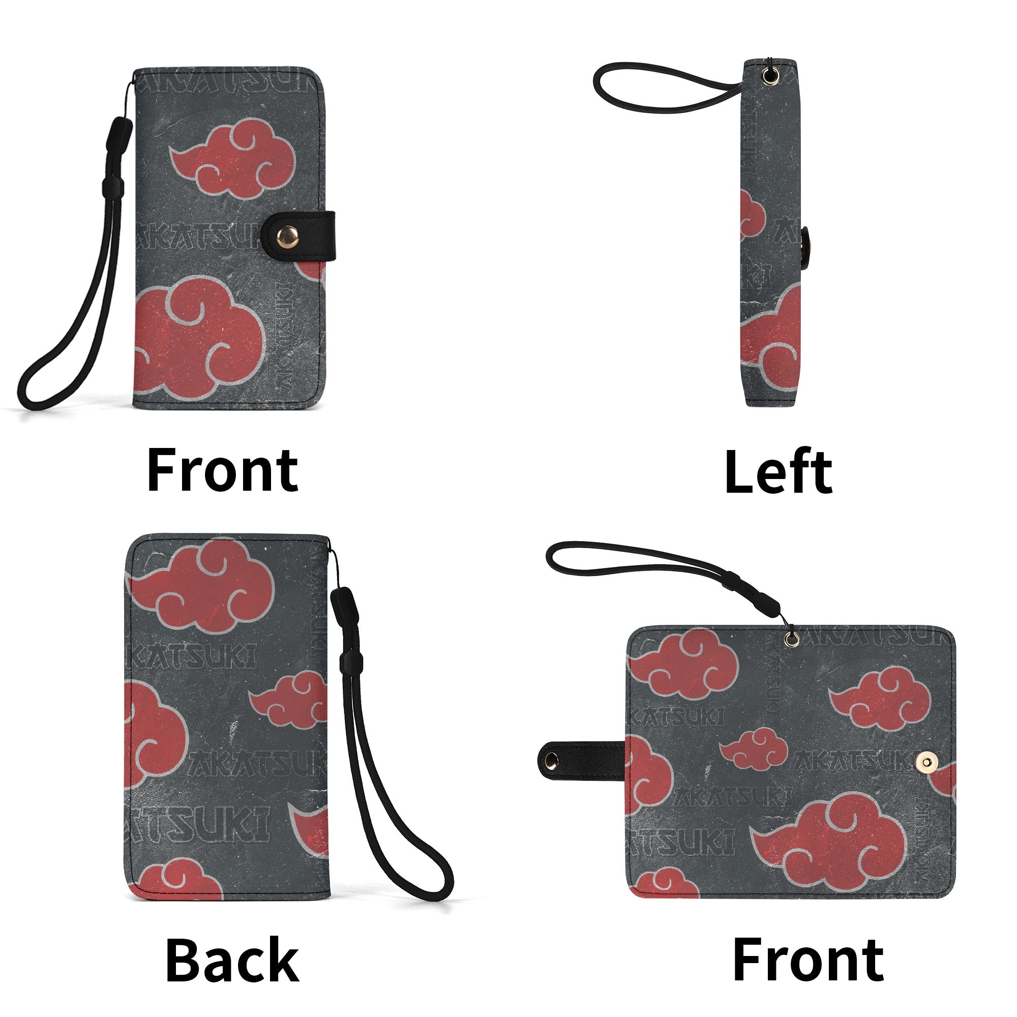 Akatsuki Brown Phone Flip Case PU Leather Cover for Most Mobile Phone Models