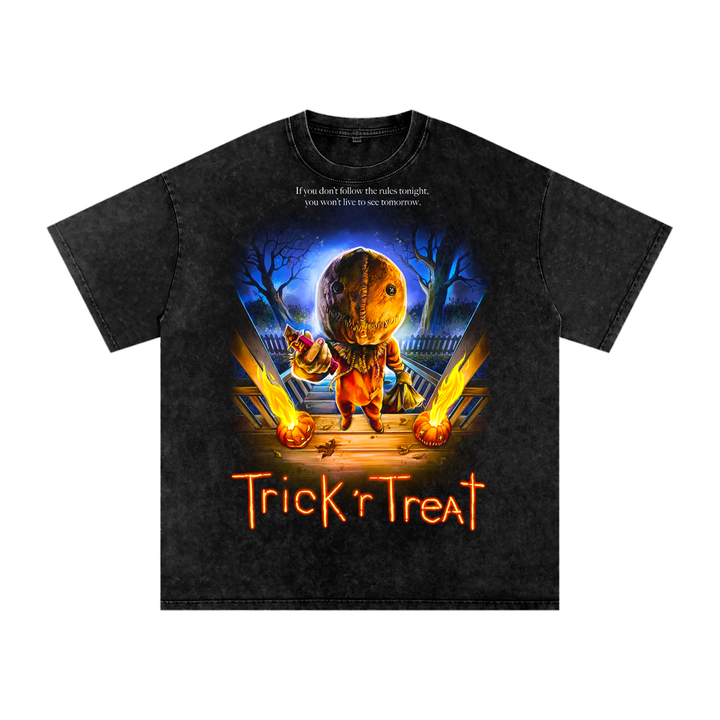 Trick or Treat Acid Wash Oversize T-Shirt