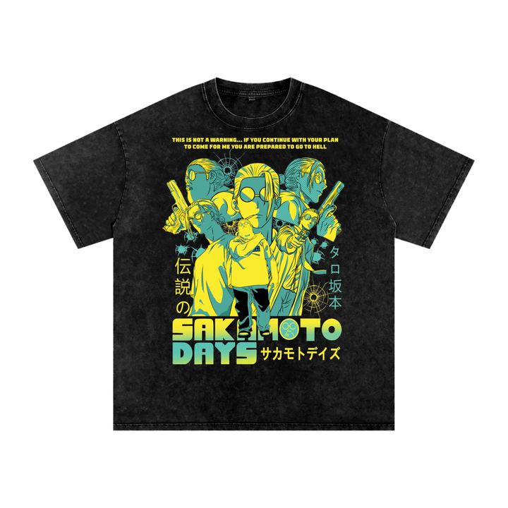 Sakamoto Days Acid Wash Oversize T-Shirt