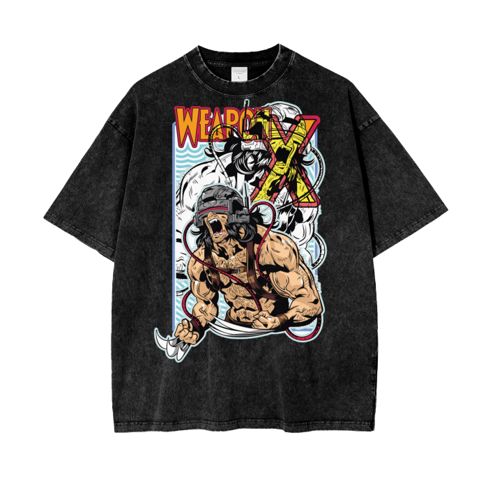Weapon X Wolverine Acid Wash Oversize T-Shirt - 