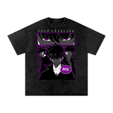 Jin Woo Solo Leveling Acid Wash Oversize T-Shirt