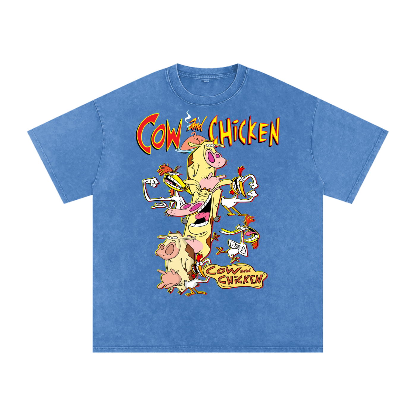 Cow and Chicken Acid Wash Oversize T-Shirt