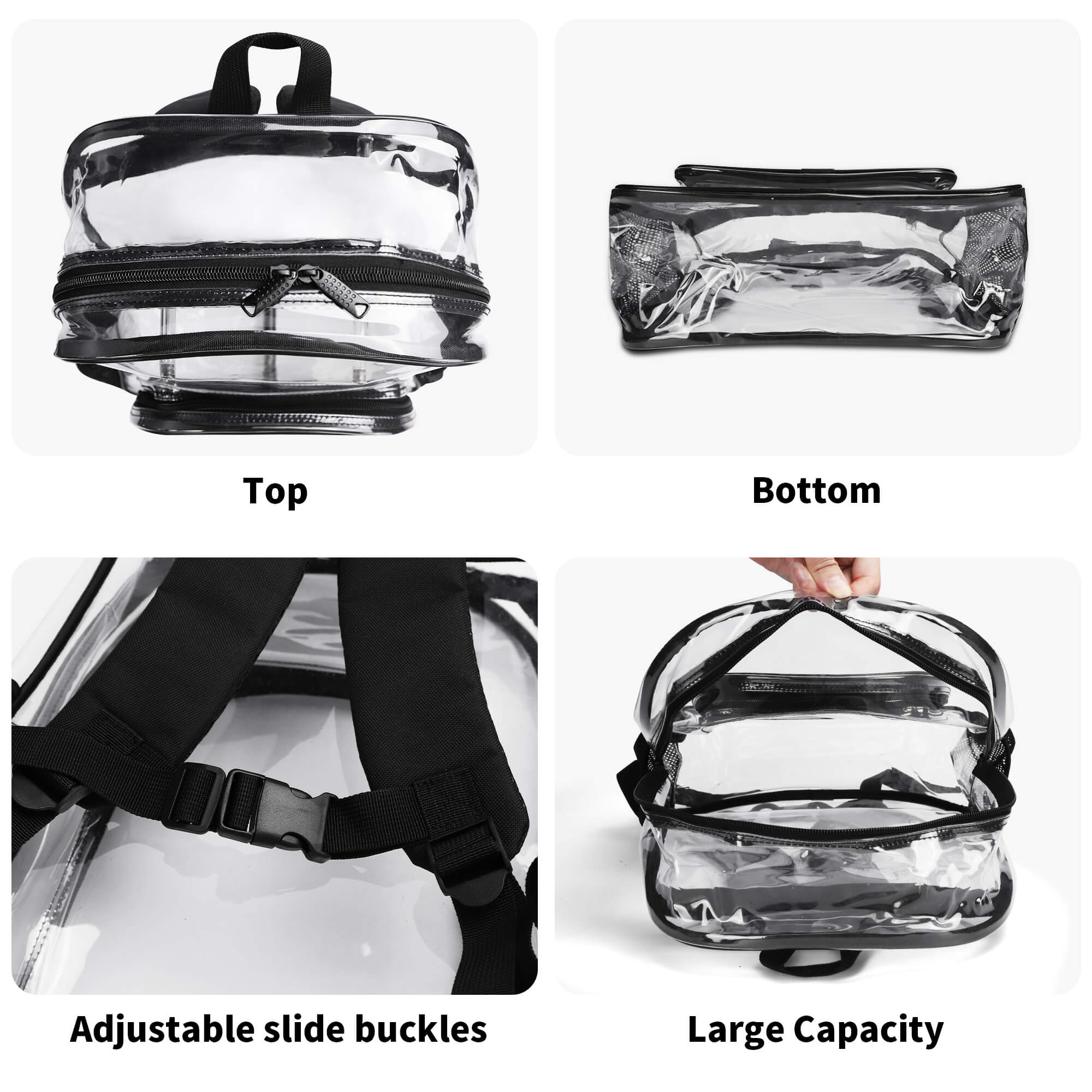 Nezuko Large 17 Inch Clear Bag PVC See Through Transparent School Backpack - IGZ Clothing 