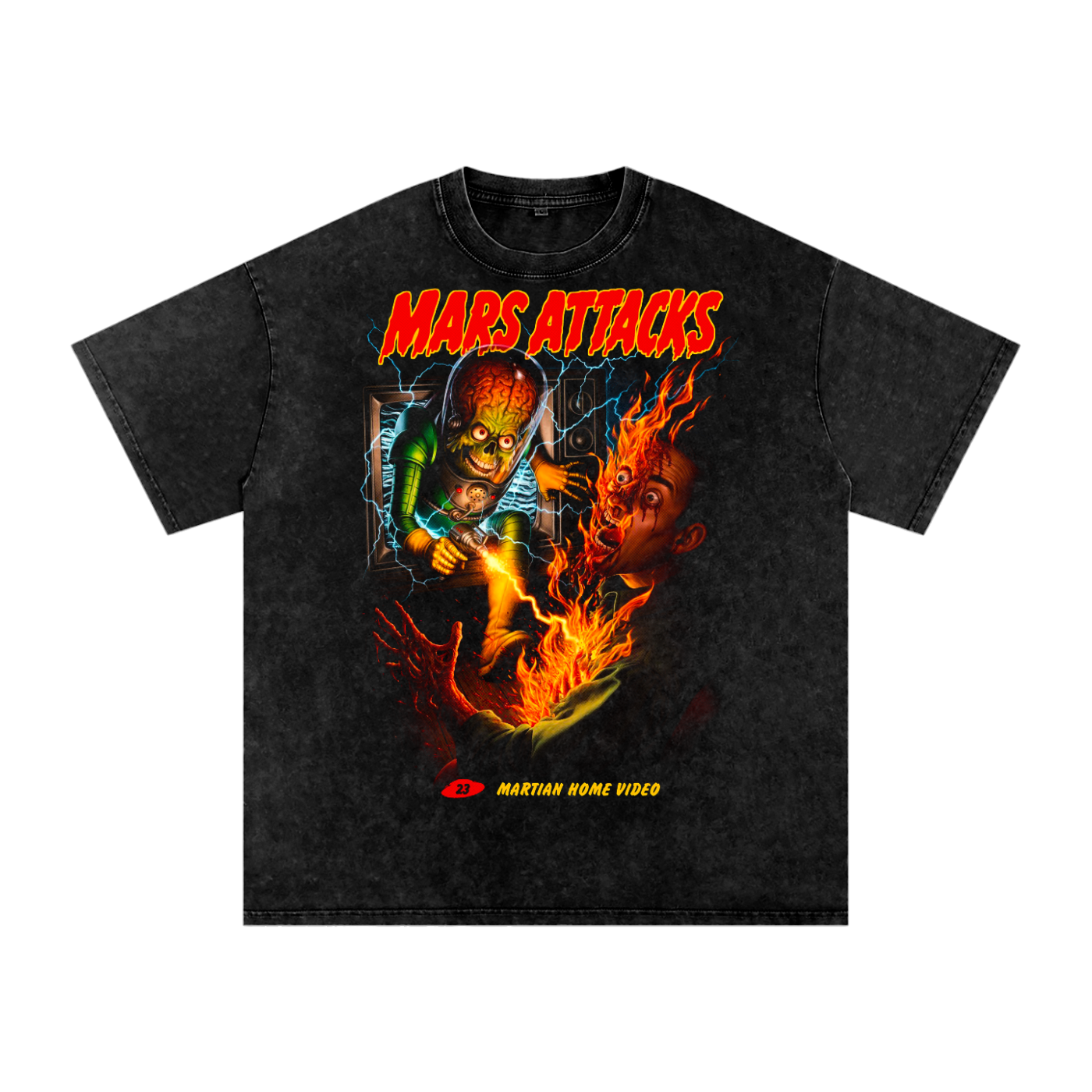 Mars attack Acid Wash Oversize T-Shirt