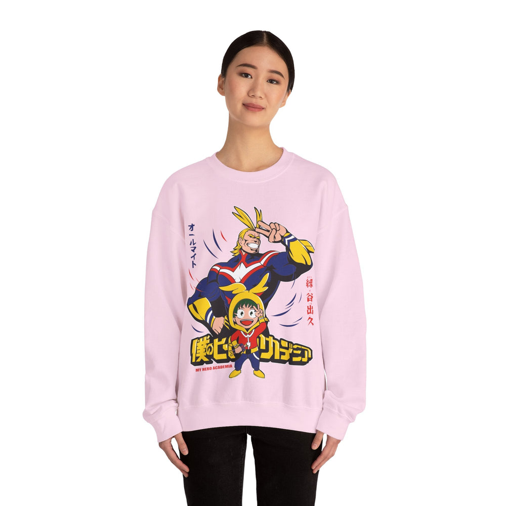 All Might and Deku Heavy Blend Crewneck Sweatshirt Printify