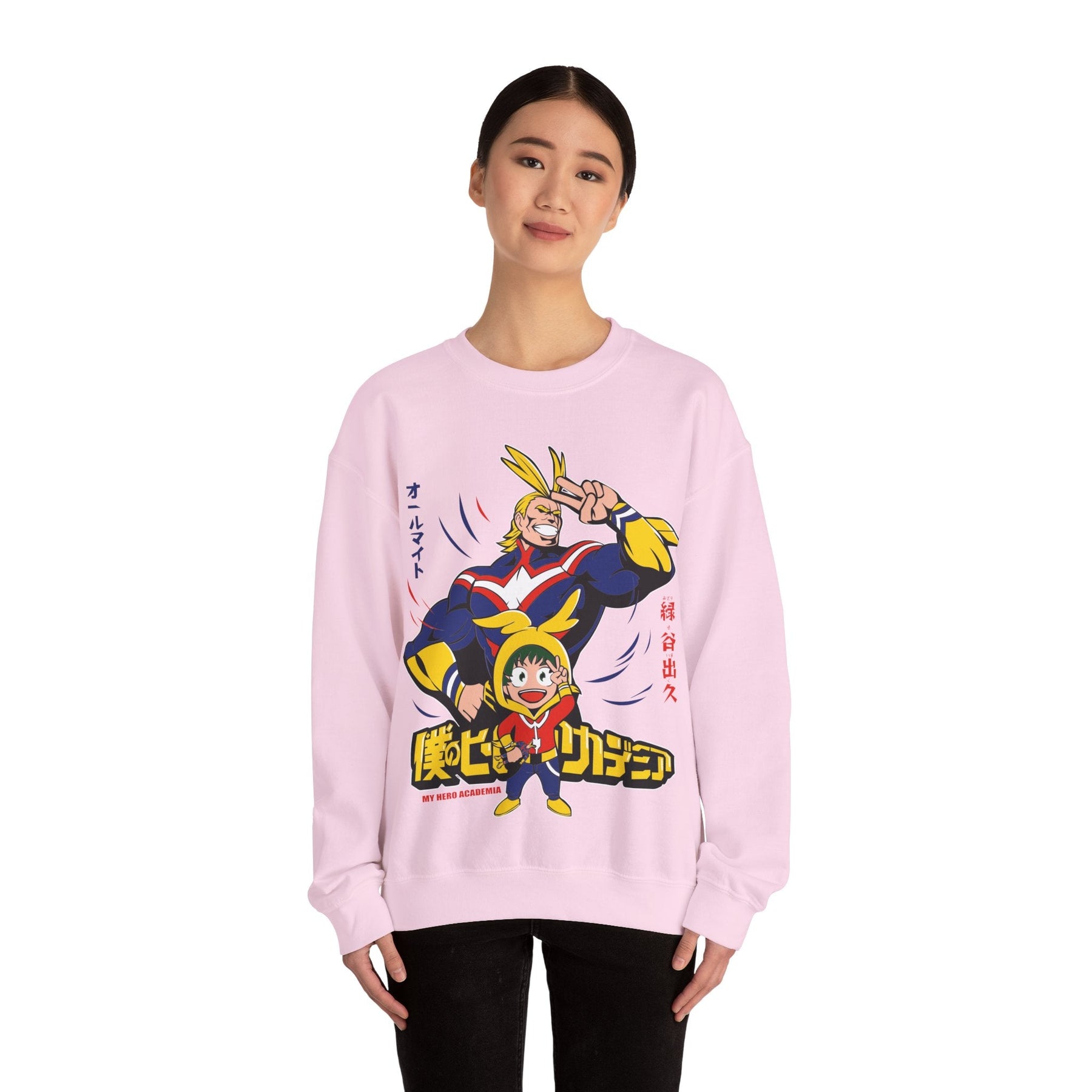 All Might and Deku Heavy Blend Crewneck Sweatshirt Printify