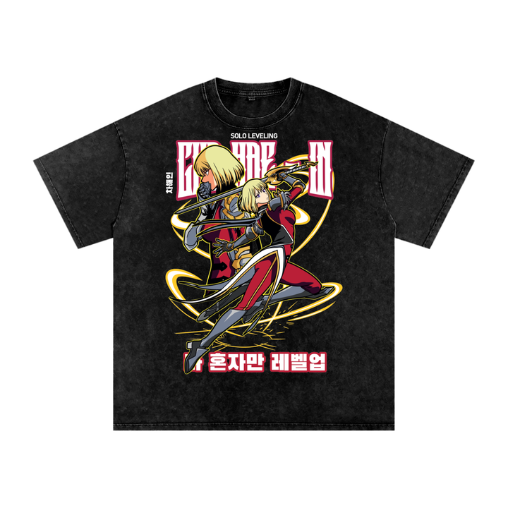 Chi Hae Solo Leveling Acid Wash Oversize T-Shirt