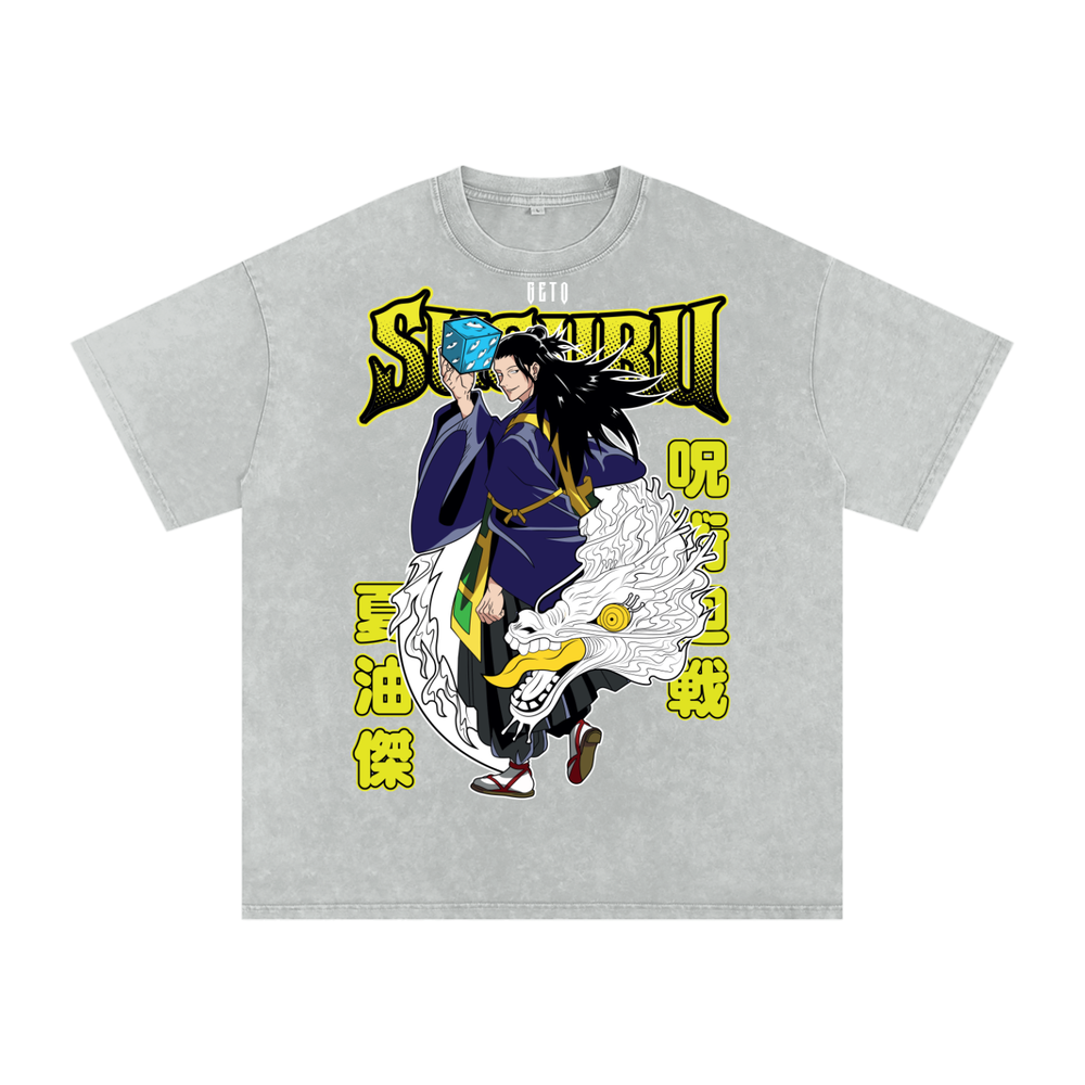 Geto Jujitsu kaisen Acid Wash Oversize T-Shirt