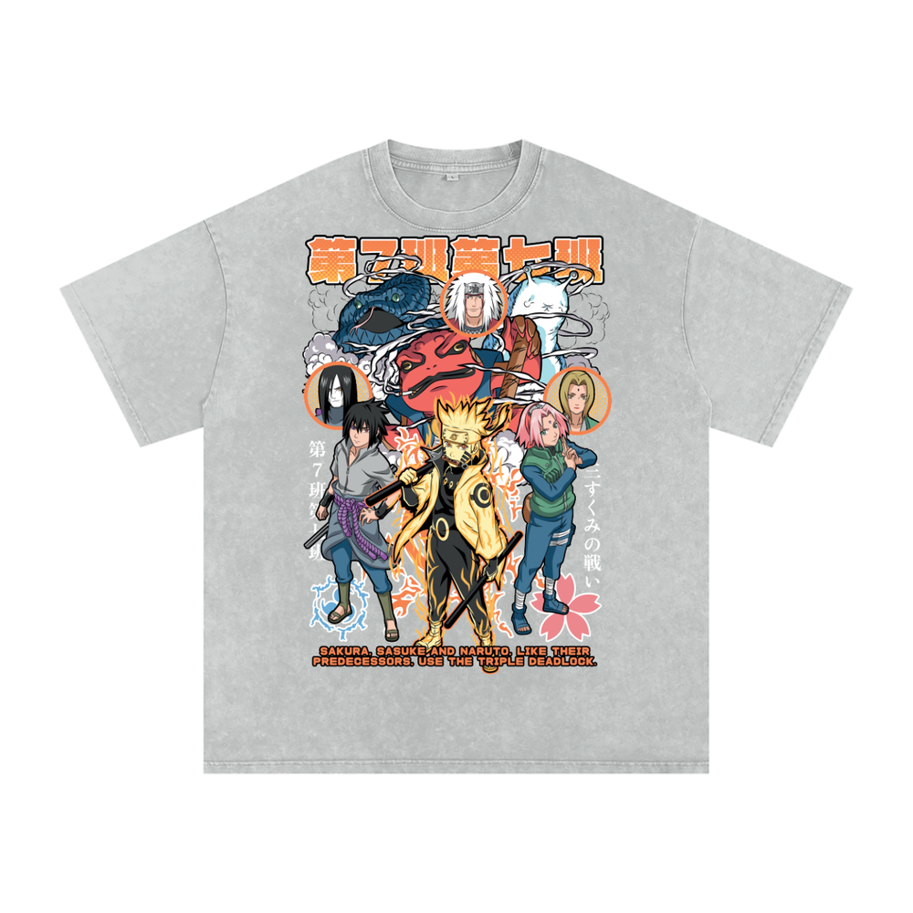 Naruto Shippuden Acid Wash Oversize T-Shirt
