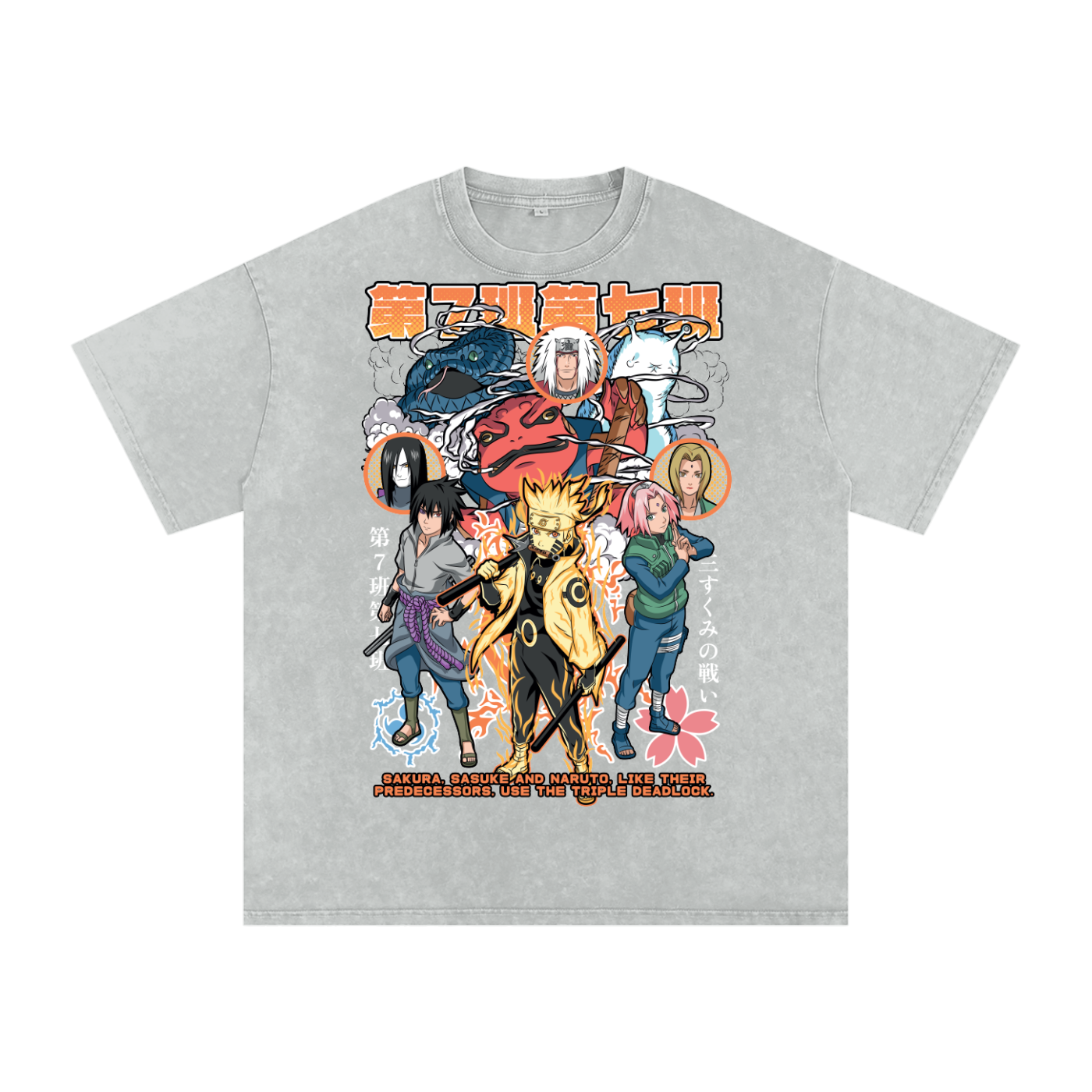 Naruto Shippuden Acid Wash Oversize T-Shirt