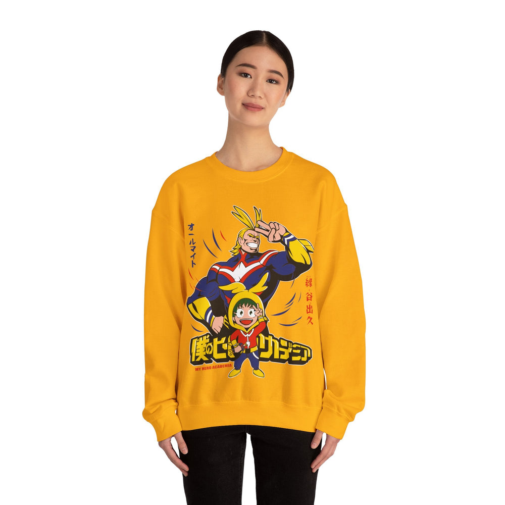 All Might and Deku Heavy Blend Crewneck Sweatshirt Printify