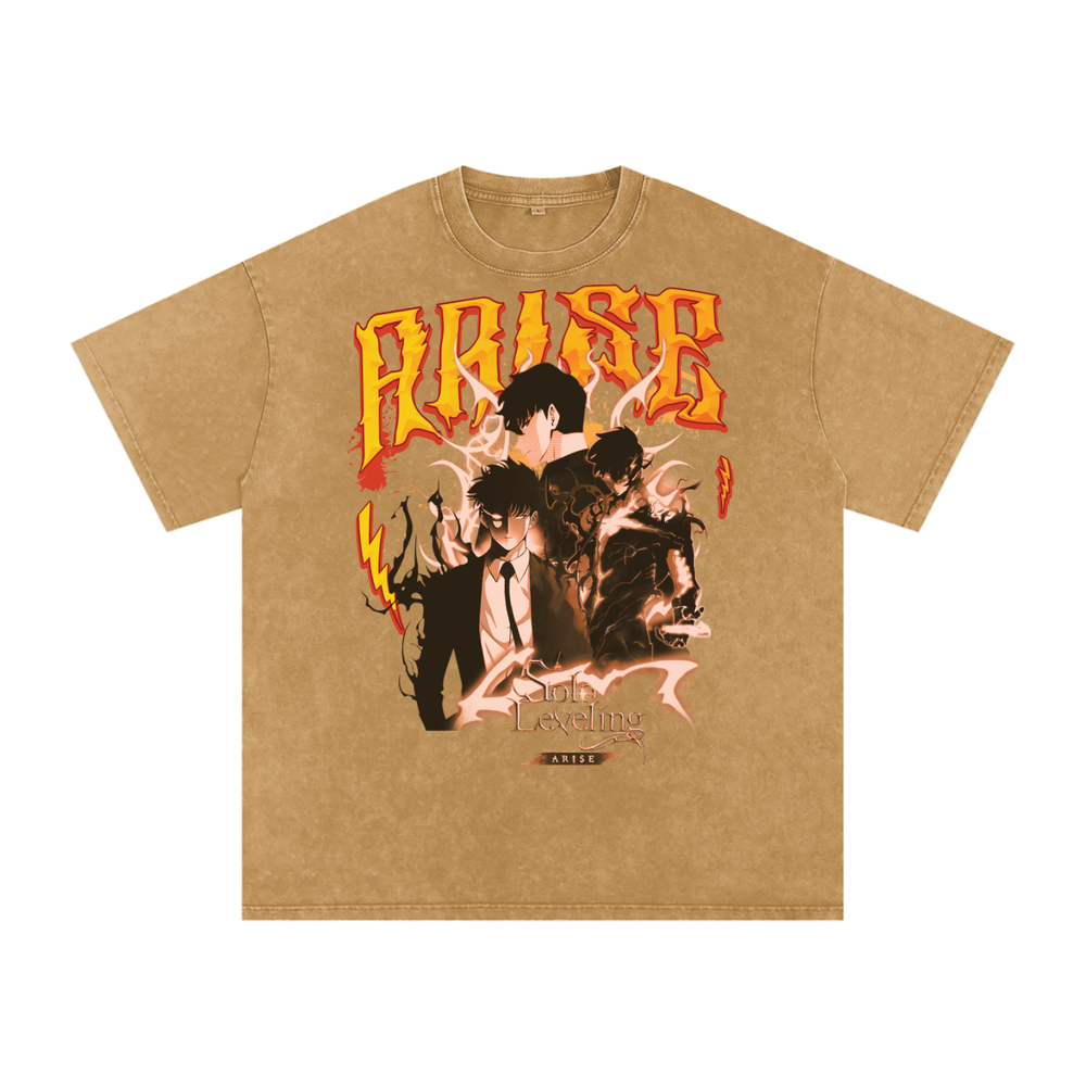 Jin Woo Solo Leveling Acid Wash Oversize T-Shirt
