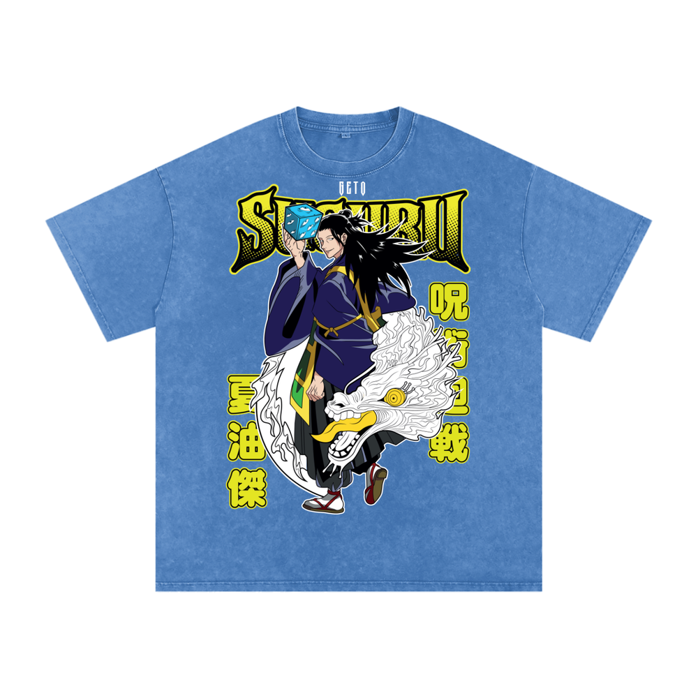 Geto Jujitsu kaisen Acid Wash Oversize T-Shirt