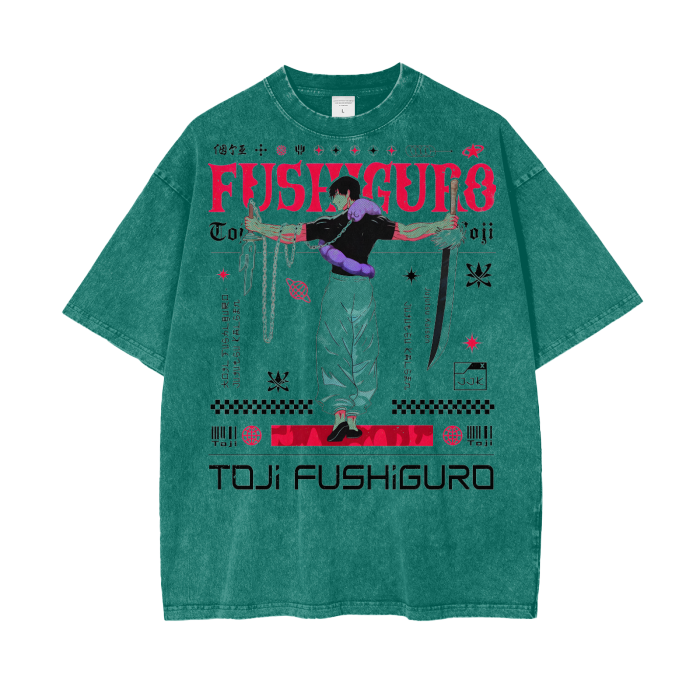 Toji Jujitsu Kaisen Oversize Snow Washed T-Shirt ODMPOD