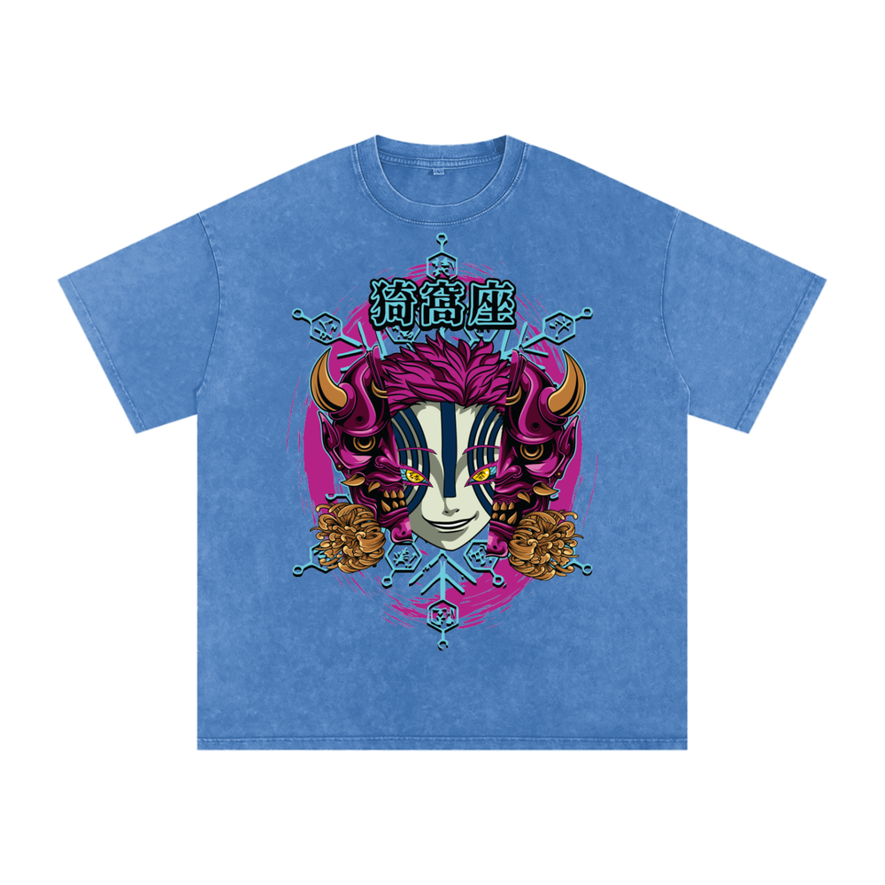 Akaza Demon Slayer Acid Wash Oversize T-Shirt
