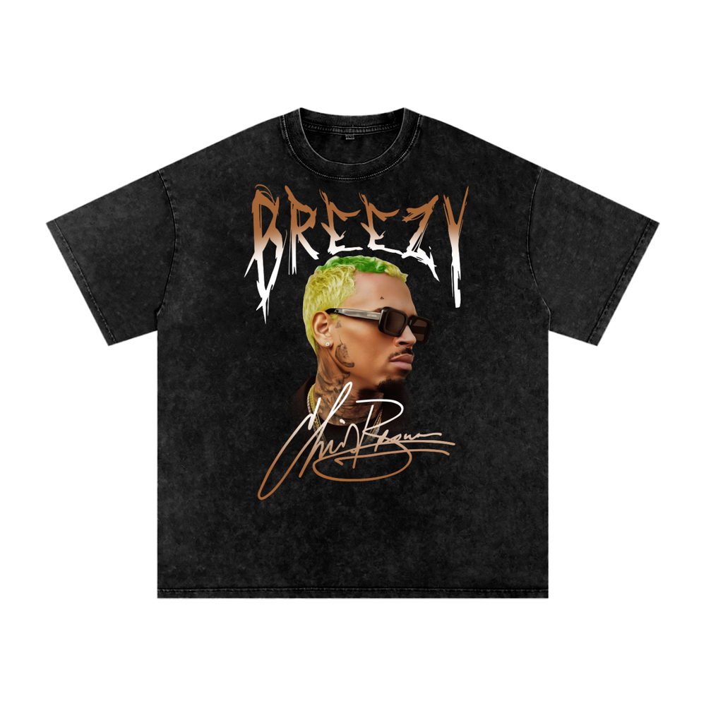Chris Brown Breezy Bowl Acid Wash Oversize T-Shirt