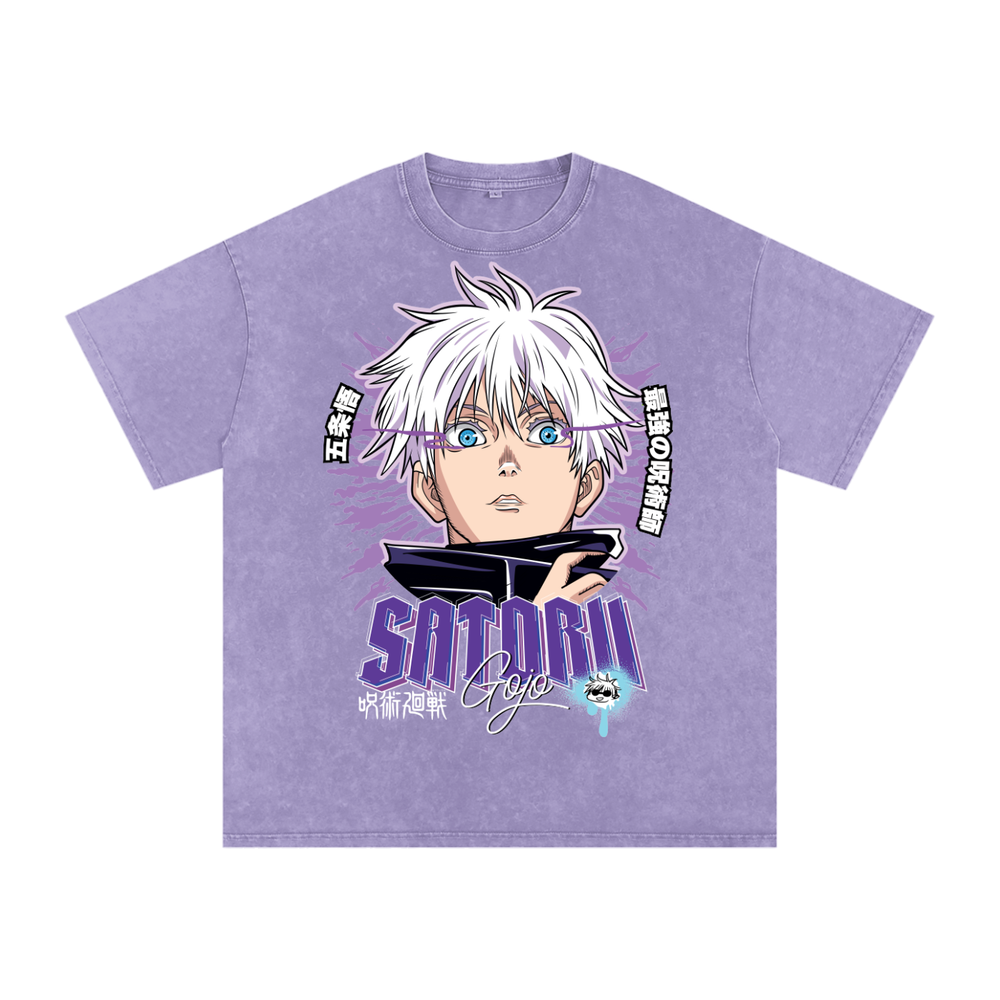 Gojo Jujitsu Kaisen Acid Wash Oversize T-Shirt