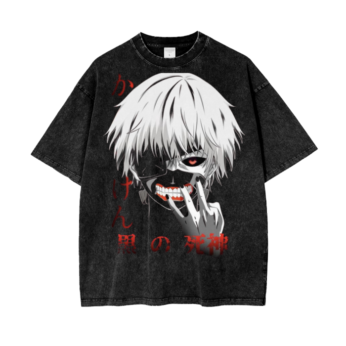 Ken Kaneki Tokyo Ghoul Acid Wash Oversize T-Shirt - 