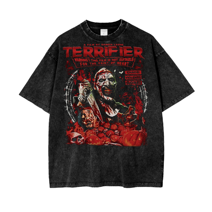 Terrifier Acid Wash Oversize T-Shirt - 