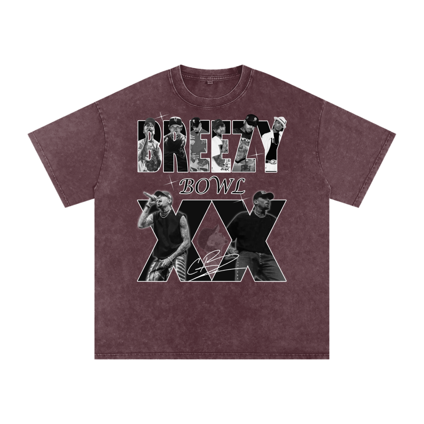 Chris Brown Breezy Bowl Acid Wash Oversize T-Shirt