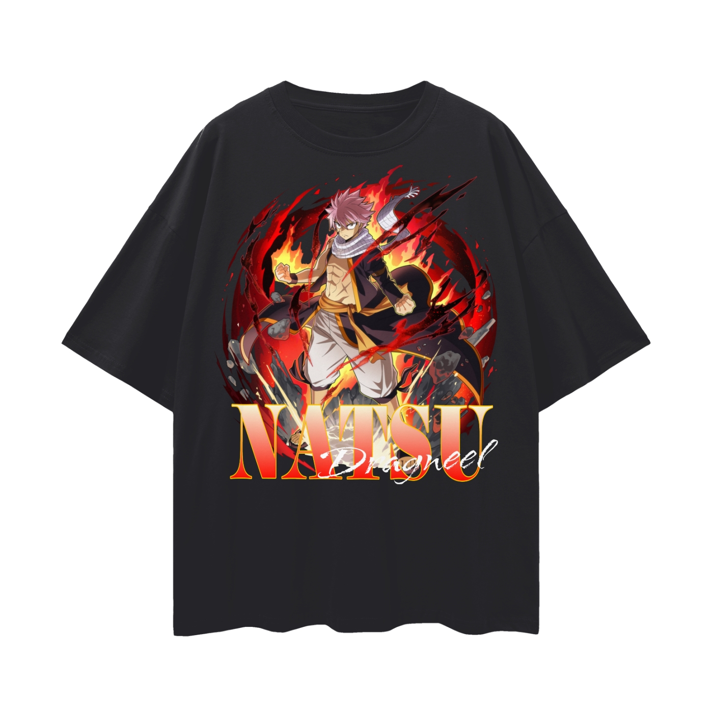 Natsu Fairy Tail Oversize Deep Drop Shoulder Tee