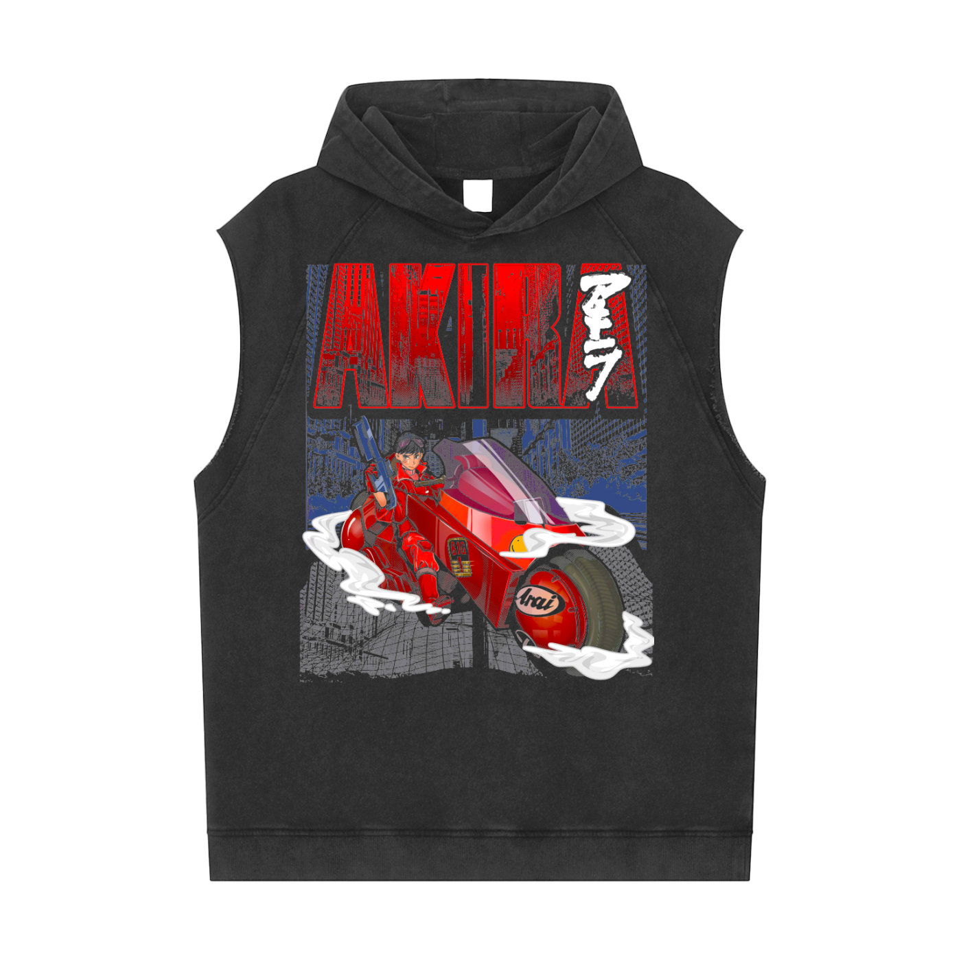 Akira Snow Washed Sleeveless Hoodie