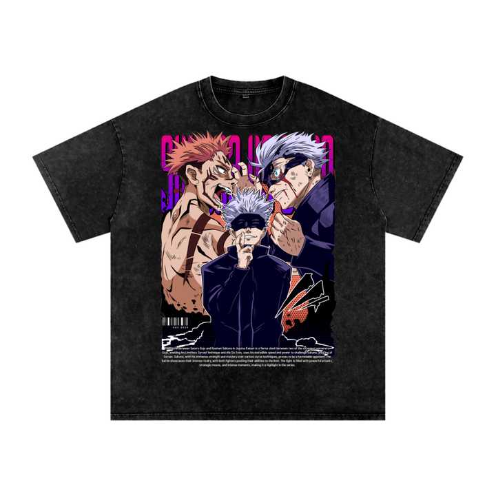 Sakuna x Gojo Jujitsu Kaisen Acid Wash Oversize T-Shirt
