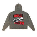 Akira Vintage Washed Frayed-Hem Hoodie