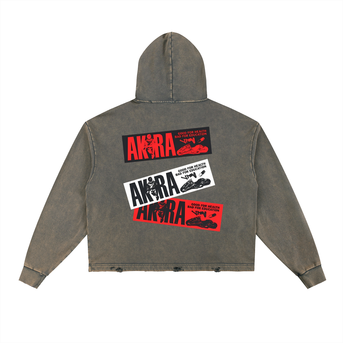 Akira Vintage Washed Frayed-Hem Hoodie