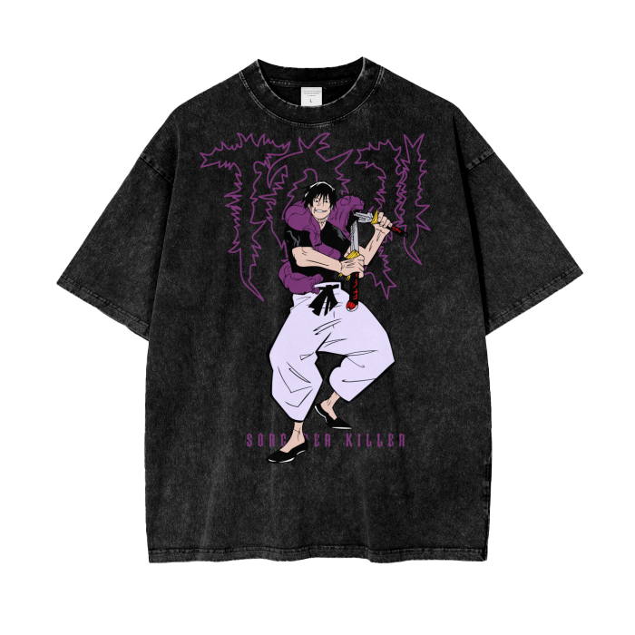 Toji Fushiguro Jujitsu Kaisen Acid Wash Oversize T-Shirt - 