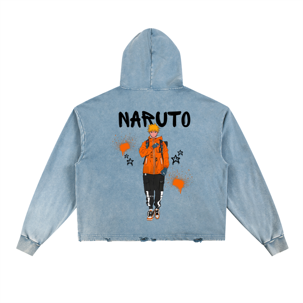 Naruto Vintage Washed Frayed-Hem Hoodie