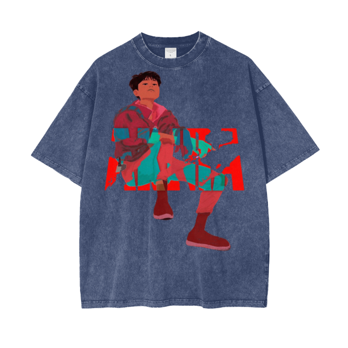 Kaneda Akira Acid Wash Oversize T-Shirt - 